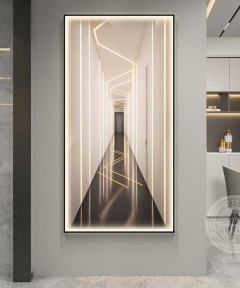 Black Frame Entrance Panel in All Its Details Using Smart Lighting